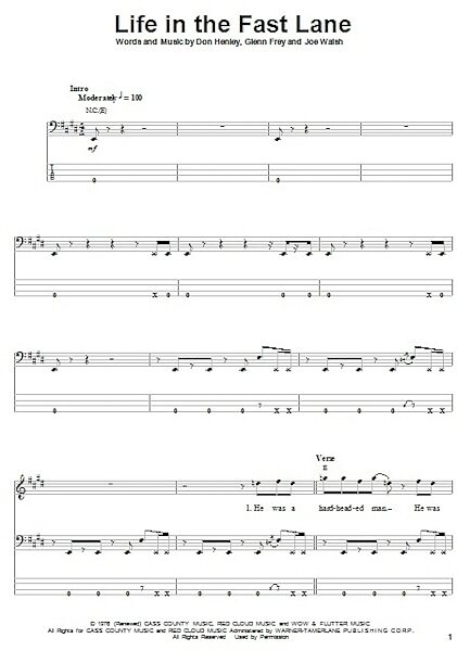 open zoom image for Life In The Fast Lane - Bass Tab, New, Main