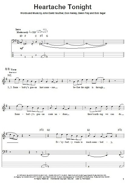 open zoom image for Heartache Tonight - Bass Tab, New, Main