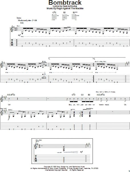 open zoom image for Bombtrack - Guitar TAB, New, Main