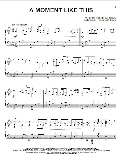 open zoom image for A Moment Like This - Piano Solo, New, Main