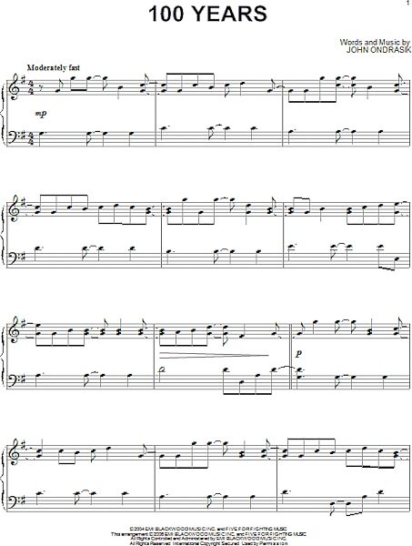 open zoom image for 100 Years - Piano Solo, New, Main