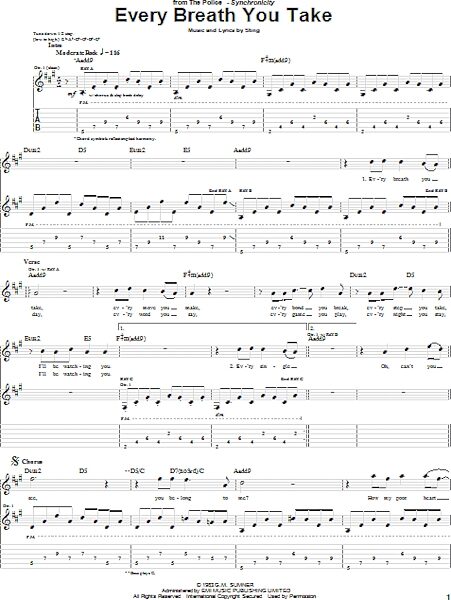 open zoom image for Every Breath You Take - Guitar TAB, New, Main