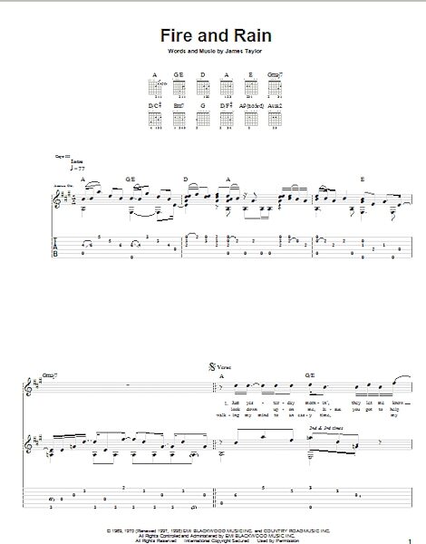 open zoom image for Fire And Rain - Guitar TAB, New, Main
