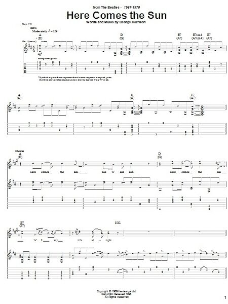 open zoom image for Here Comes The Sun - Guitar TAB, New, Main