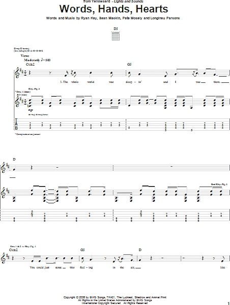 open zoom image for Words, Hands, Hearts - Guitar TAB, New, Main