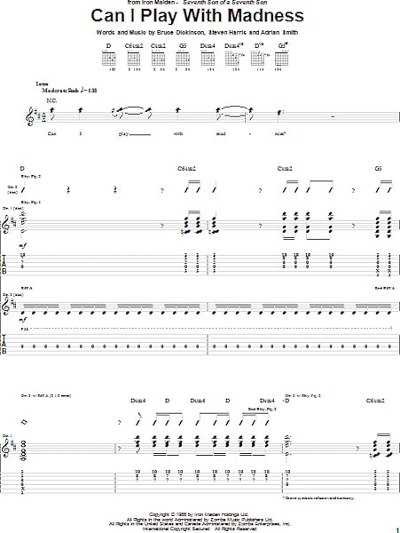 open zoom image for Can I Play With Madness - Guitar TAB, New, Main