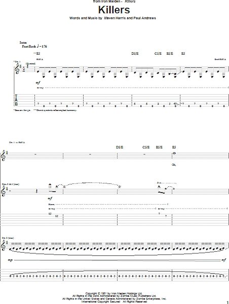 open zoom image for Killers - Guitar TAB, New, Main