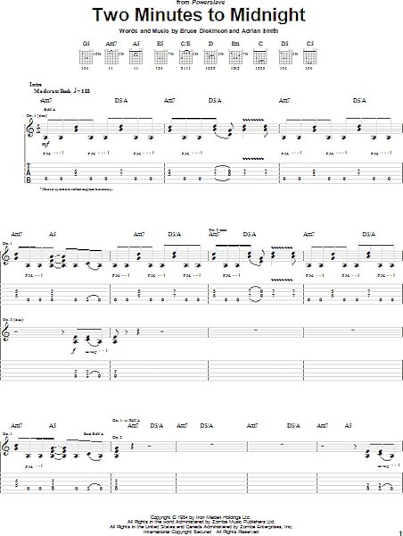 open zoom image for Two Minutes To Midnight - Guitar TAB, New, Main