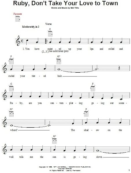 open zoom image for Ruby, Don't Take Your Love To Town - Ukulele, New, Main