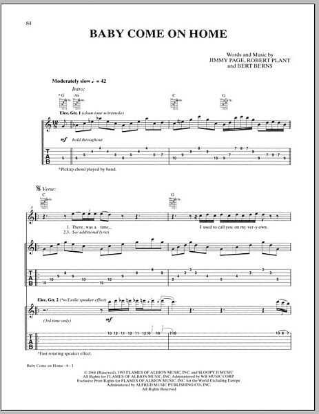 open zoom image for Baby Come On Home - Guitar TAB, New, Main