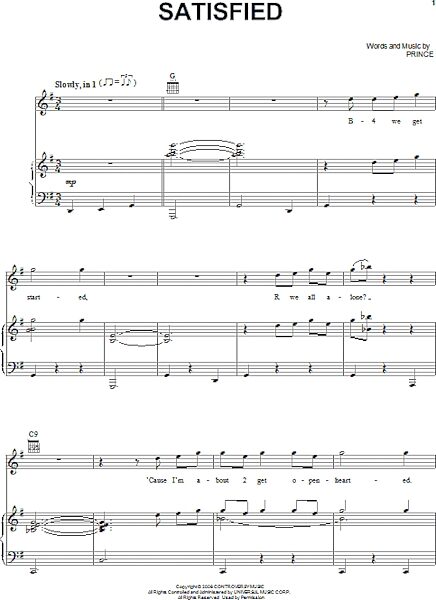 open zoom image for Satisfied - Piano/Vocal/Guitar, New, Main