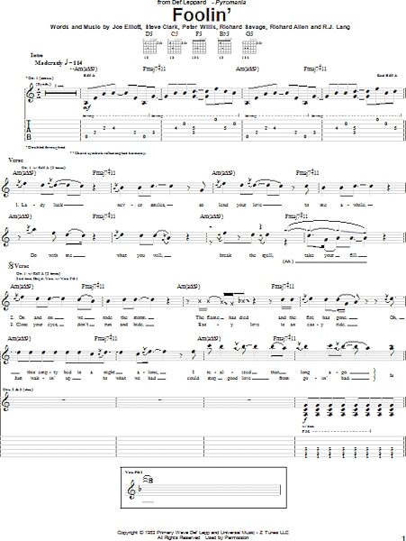 open zoom image for Foolin' - Guitar TAB, New, Main