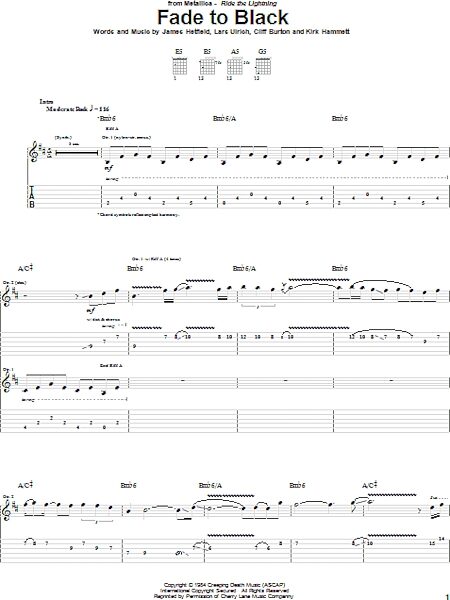 open zoom image for Fade To Black - Guitar TAB, New, Main