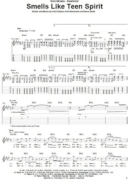 open zoom image for Smells Like Teen Spirit - Guitar TAB, New, Main