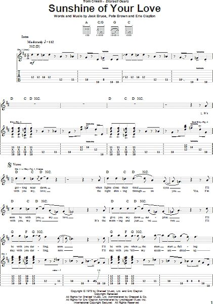 open zoom image for Sunshine Of Your Love - Guitar TAB, New, Main