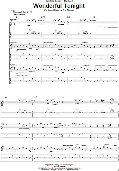 open zoom image for Wonderful Tonight - Guitar TAB, New, Main