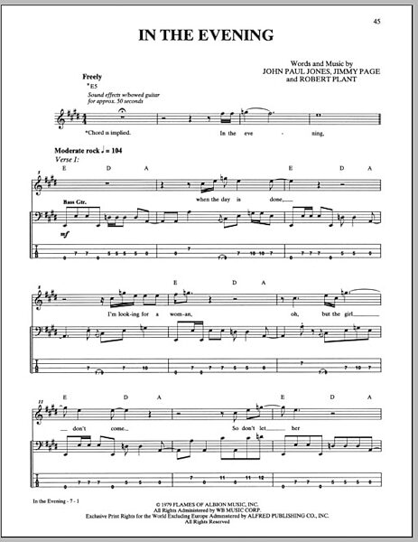open zoom image for In The Evening - Bass Tab, New, Main