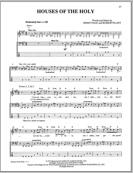 open zoom image for Houses Of The Holy - Bass Tab, New, Main