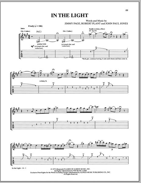 open zoom image for In The Light - Guitar TAB, New, Main