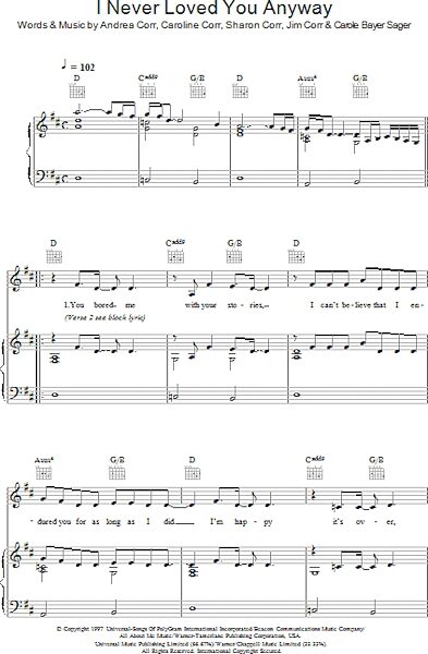 open zoom image for I Never Loved You Anyway - Piano/Vocal/Guitar, New, Main