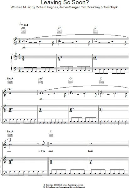 open zoom image for Leaving So Soon? - Piano/Vocal/Guitar, New, Main