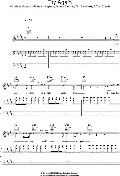open zoom image for Try Again - Piano/Vocal/Guitar, New, Main