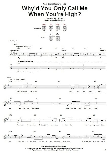open zoom image for Why'd You Only Call Me When You're High? - Guitar TAB, New, Main