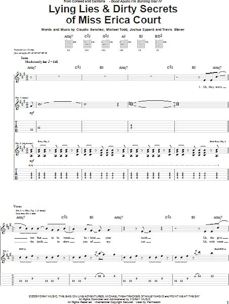 open zoom image for Lying Lies & Dirty Secrets Of Miss Erica Court - Guitar TAB, New, Main