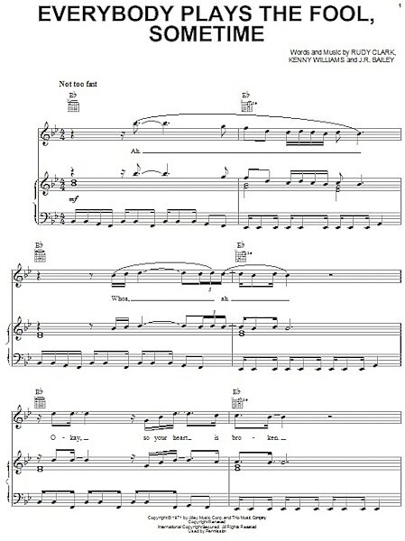open zoom image for Everybody Plays The Fool, Sometime - Piano/Vocal/Guitar, New, Main