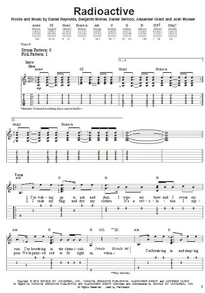 open zoom image for Radioactive - Easy Guitar with TAB, New, Main