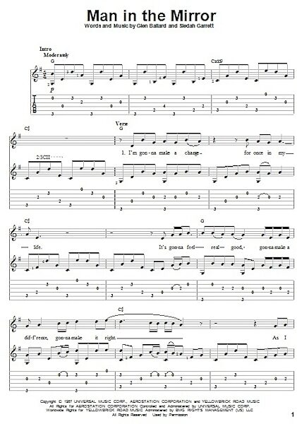 open zoom image for Man In The Mirror - Solo Guitar, New, Main