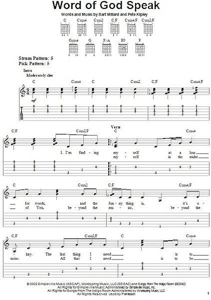 open zoom image for Word Of God Speak - Easy Guitar with TAB, New, Main