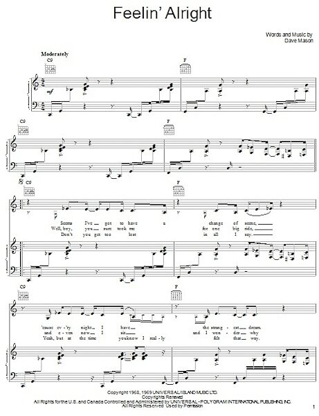 open zoom image for Feelin' Alright - Piano/Vocal/Guitar, New, Main