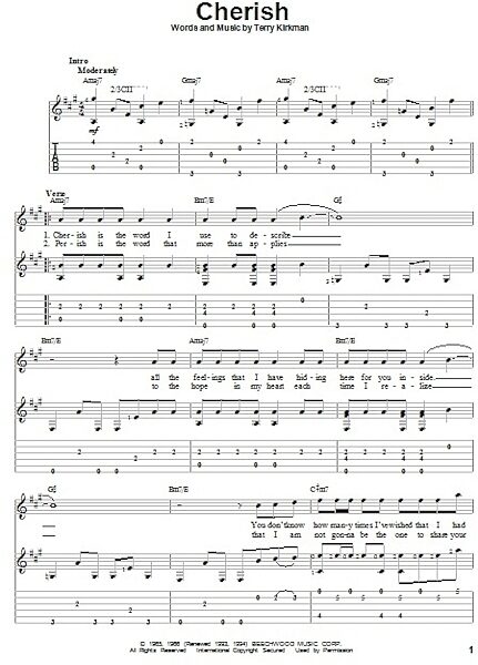 open zoom image for Cherish - Solo Guitar, New, Main