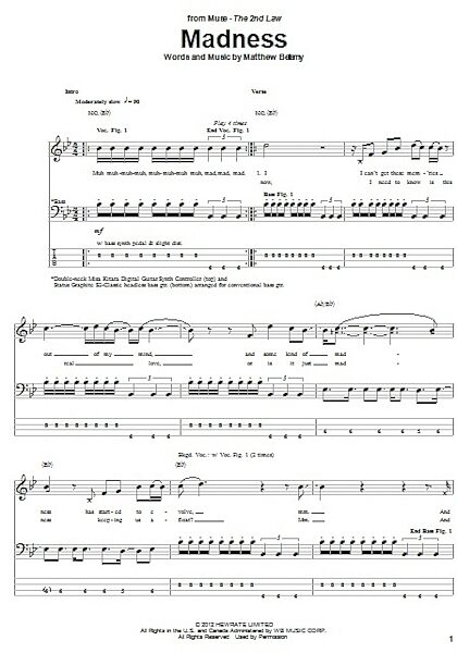 open zoom image for Madness - Bass Tab, New, Main