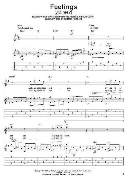 open zoom image for Feelings (Dime) - Solo Guitar, New, Main