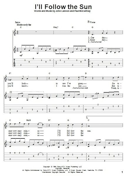 open zoom image for I'll Follow The Sun - Solo Guitar, New, Main
