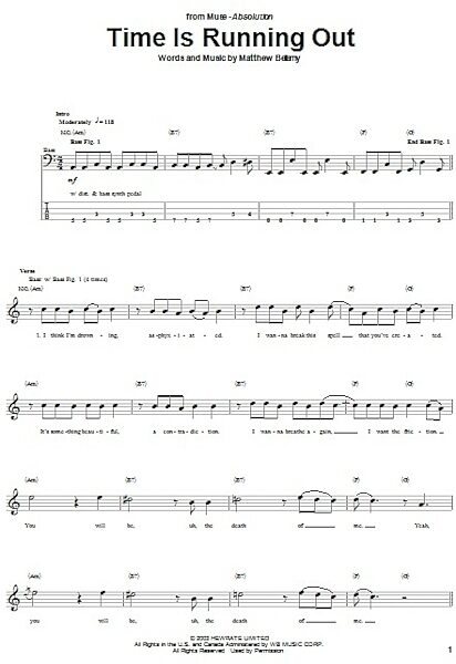 open zoom image for Time Is Running Out - Bass Tab, New, Main