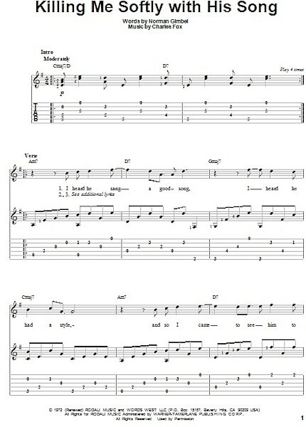 open zoom image for Killing Me Softly With His Song - Solo Guitar, New, Main
