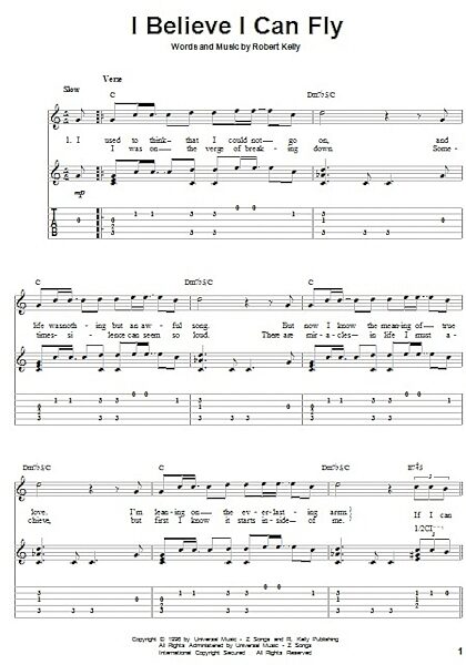 open zoom image for I Believe I Can Fly - Solo Guitar, New, Main