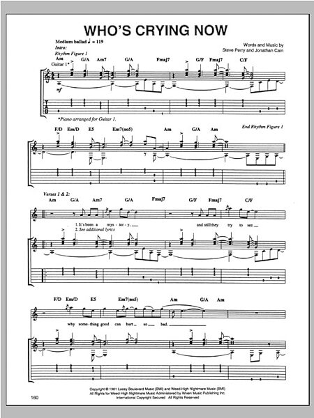 open zoom image for Who's Crying Now - Guitar TAB, New, Main