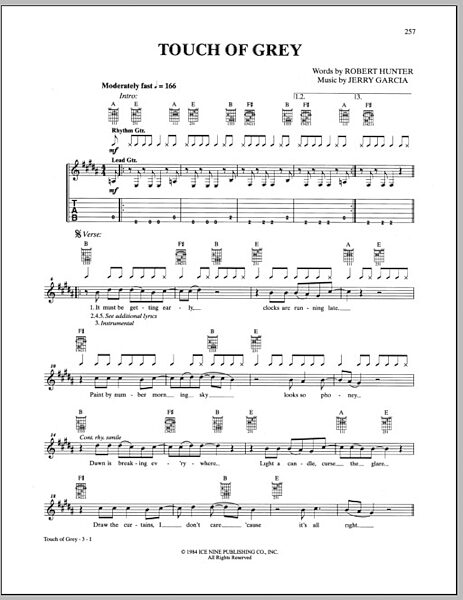 open zoom image for Touch Of Grey - Guitar TAB, New, Main