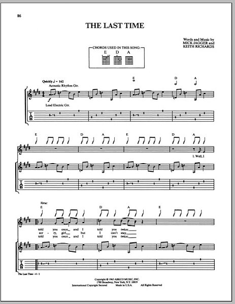 open zoom image for The Last Time - Guitar TAB, New, Main