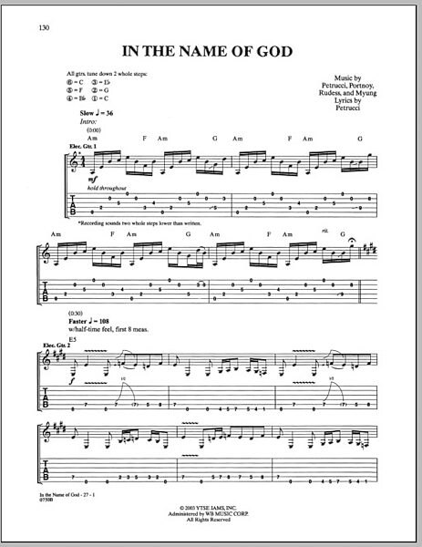 open zoom image for In The Name Of God - Guitar TAB, New, Main