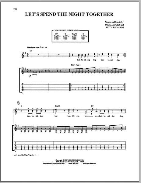 open zoom image for Let's Spend The Night Together - Guitar TAB, New, Main