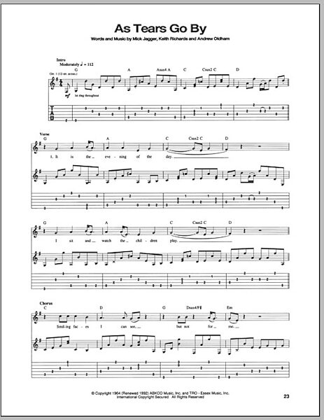 open zoom image for As Tears Go By - Guitar TAB, New, Main