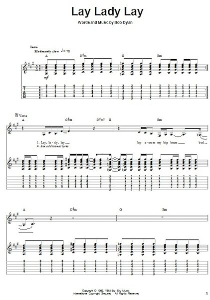 open zoom image for Lay Lady Lay - Guitar Tab Play-Along, New, Main