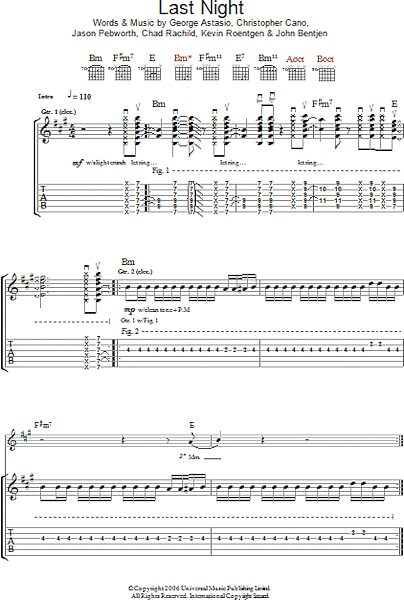 open zoom image for Last Night - Guitar TAB, New, Main