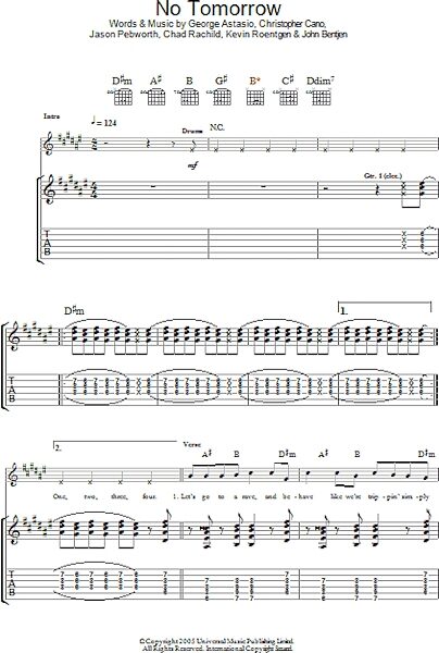 open zoom image for No Tomorrow - Guitar TAB, New, Main