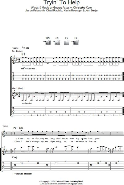 open zoom image for Tryin' To Help - Guitar TAB, New, Main